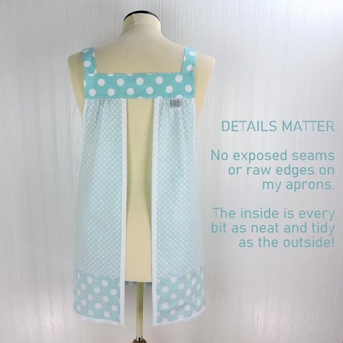 OOAK Aqua Dot Pinafore with no ties, relaxed fit smock with pockets, straps go straight over the shoulders, ready to ship, fits L/XL/2X