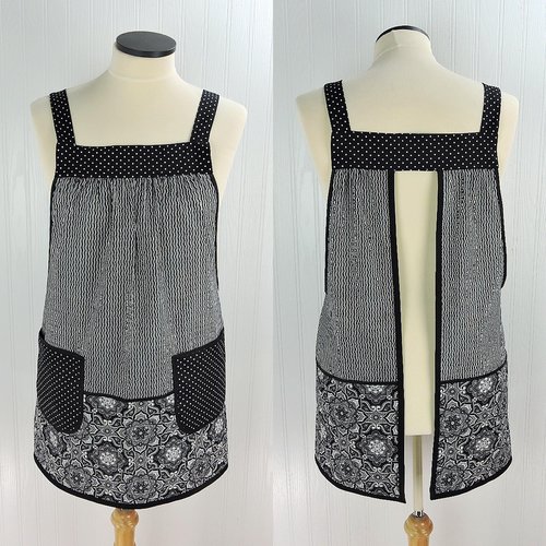 Fancy Medallion 2 Scrapbuster Pinafore with no ties (straps go straight over the shoulder), relaxed fit smock with pocket, L/XL/2X ships now