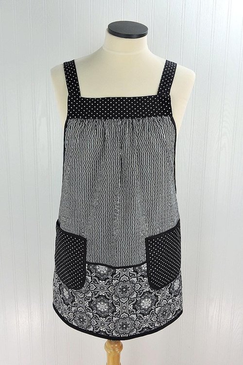 Fancy Medallion 2 Scrapbuster Pinafore with no ties (straps go straight over the shoulder), relaxed fit smock with pocket, L/XL/2X ships now