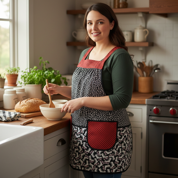 Scrappy Roller Skates Pinafore Apron with no ties, relaxed fit smock with pockets, fun kitchen apron fits L/XL/2X, ready to ship now
