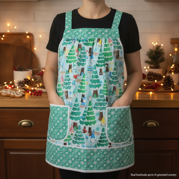 XS - 5X Gnome Wonderland Pinafore with no ties (straps go straight over the shoulders) relaxed fit smock with pockets, handmade to order