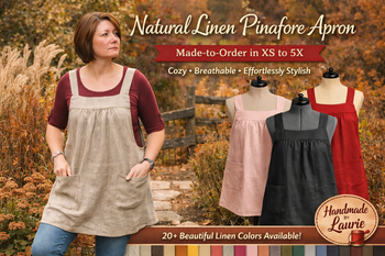 XS - 5X Natural LINEN Pinafore Apron with no ties (straps go straight over shoulders) Washed Linen Relaxed Fit Smock with pockets NEW colors