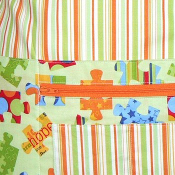 Pieces of Hope Autism Awareness Multi-Pocket Apron with zipper, (Teacher, Daycare, Pre-K) ready to ship fits waists up to 40 inches