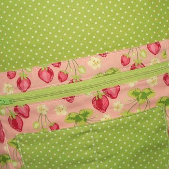 Strawberry Fields Teacher Apron with pockets, great for vendors with money pocket; servers; daycare;  photographers, fits waist up to 40"