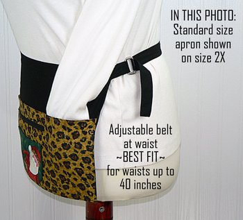 Leopard Print Santa Multi-Pocket Teacher Apron, Christmas Vendor Apron with money pocket, ready to ship fits waists up to 40"