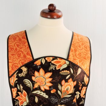 Fall Floral 50s Style Smock Apron, comfortable relaxed fit apron (H back style doesn't touch neck) last one fits L/XL, ships fast