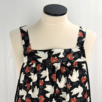 Peace Doves Pinafore with no ties, relaxed fit smock with pockets fits L/XL/2X, Christmas baking apron ready to ship now