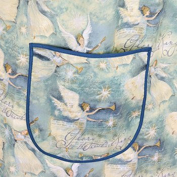 Glory to the King Pinafore with no ties, relaxed fit smock with pockets fits L/XL/2X, Christmas angels, baking apron ready to ship