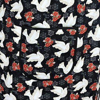 Winter Bliss Peace Doves Pinafore with no ties, relaxed fit smock with pockets fits L/XL/2X, Christmas apron ready to ship