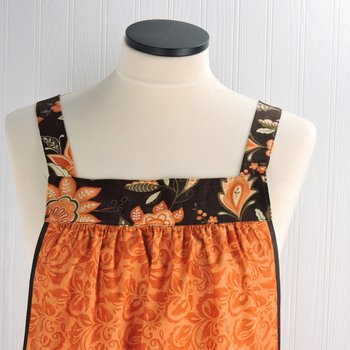 Fall Floral Pinafore Apron with no ties, relaxed fit smock with pockets, standard size fits L-XL-2X, ready to ship