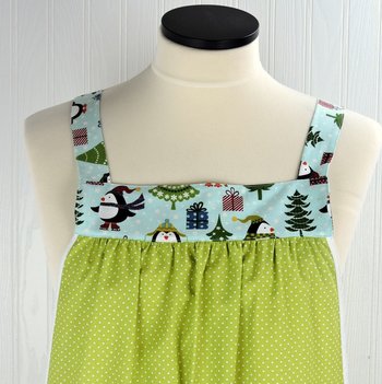 Jolly Penguins Pinafore Apron with no ties, relaxed fit smock with pockets, cute Christmas Apron fits L/XL/2X, ships fast