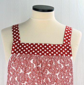 Starlight Mints Christmas Pinafore with no ties, relaxed fit smock with pockets, OOAK Xmas Apron, ready to ship fits L/XL/2X