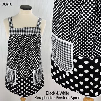 Black & White Scrapbuster Pinafore, relaxed fit smock with pockets, comfortable (doesn't touch neck) Standard Size (fits L/XL/2X) ships now