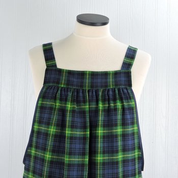 Totally Tartan Plaid Pinafore with no tie, relaxed fit smock with pockets, holiday apron for baking OR hosting, fits L/XL/2X, ready to ship