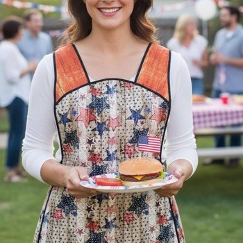 Patriotic Barn Wood and Stars Retro 50s Smock Apron, relaxed fit H-back style doesn't touch neck, LAST ONE handmade after order