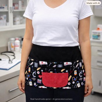 OOAK Medical Supplies Multi-Pocket Apron is great for Doctors, School Nurses, CNA, ER, Vet Techs, ready to ship, fits waists up to 40 inches