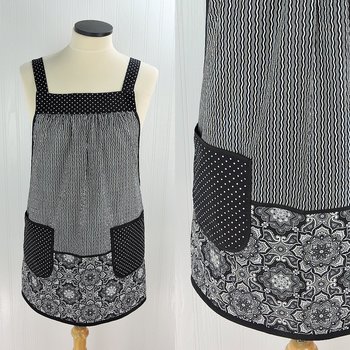Fancy Medallion 2 Scrapbuster Pinafore with no ties (straps go straight over the shoulder), relaxed fit smock with pocket, L/XL/2X ships now